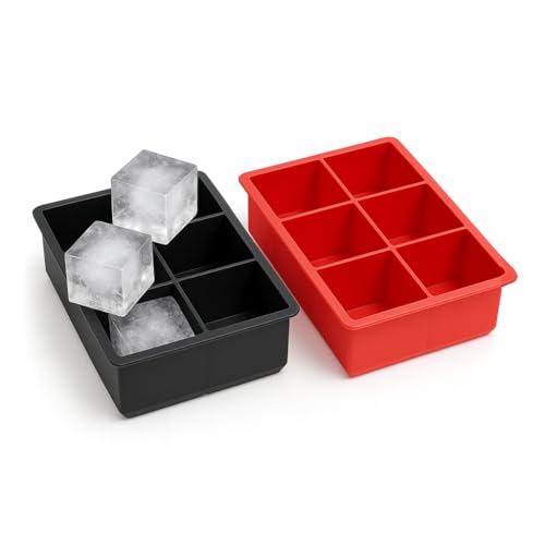 Kit 2 Forma De Gelo Silicone Cubo Grande 6 Cubos Drink Whisky (cores variadas) Flexível - Cubos Ideal Para Bebidas Frutas Doces