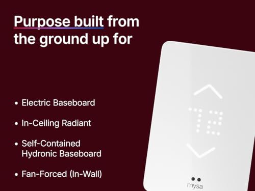 Mysa Smart Thermostat V2 for Electric Baseboard Heaters | Save Up to 26% on Heating Costs | Humidity Sensor | Premium Touchscreen | WiFi Programmable | Scheduling | HomeKit, Alexa, Google | 120V-240V
