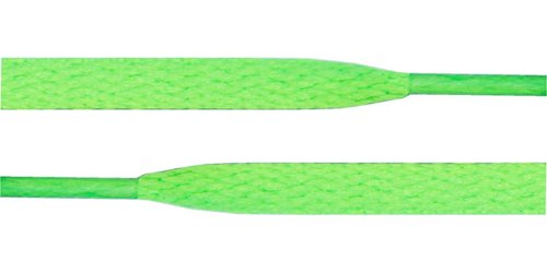 Flat Shoelaces 5/16" Wide Solid Colors Several Lengths For Sneakers and Shoes (Neon Green-27)