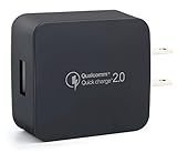 iXCC 18W AC Travel Wall Charger With Qualcomm Quick Charge 2.0 Tech (Qualcomm Certified) Bundle with 3ft Micro USB Cable for Android Devices - Black