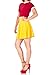 Basic Solid Stretchy Cotton High Waist A-line Flared Skater Mini Skirt (M, Yellow)