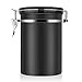 Large Airtight Coffee Container, Stainless Steel Black Kitchen Storage Canister for Coffee, Nuts,Sugar, Flesh(22 OZ)