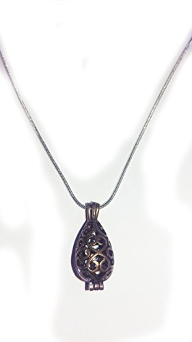 Bronze Teardrop Caged Diffuser Pendant w/ Sterling Silver Snake Necklace