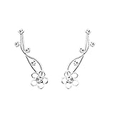 EleQueen 925 Sterling Silver Full Cubic Zirconia Ear Crawlers Sweep Cuff Hook Earrings 1 Pair