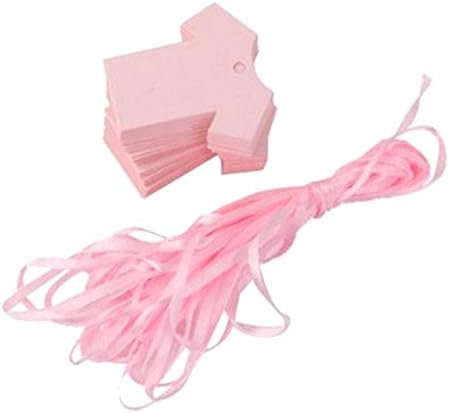 Weanty 100Pcs Cute Clothing Shaped Gift Tags Hang Tags with Free Cut Strings for Gifts Crafts and Price Tags Scalloped Tag Style Color Rectangular +10m Ribbon Cord Size 5.5cm*5.5cm (Pink)