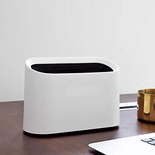 Longay Modern Oval Shatter-Resistant Plastic Small Trash Can Wastebasket (White) - Thumbnail 2