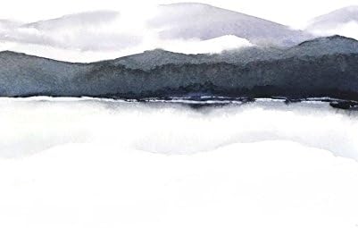 Black, Grey, Purple, White Landscape Painting, Watercolor Painting Print, Mountain Artwork, Purple Grey Wall Decor, Lake, Masculine Art Print