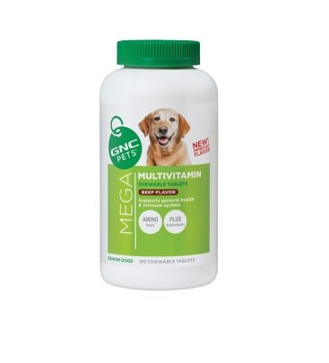 GNC Pets Mega Multivitamin Plus for Senior Dogs - Beef Flavor 180 chewable tablets