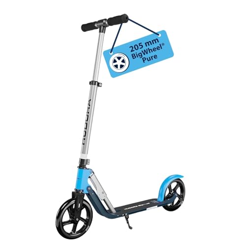 HUDORA BigWheel Pure Scooter - Stabiler Aluminium-Roller mit Ständer - Höhenverstellbarer & zusammenklappbarer Cityroller für bis zu 100kg - Tretrolle