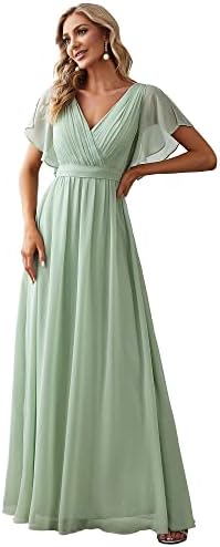 jaeden bridesmaid dresses JAEDEN Bridesmaid Dresses Chiffon Long - V-Neck, Jamaica
