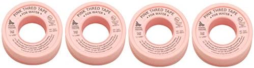 Gasoila PT80-24 Pink PTFE High Density Thred Tape Roll, -450 to 550 Degree F Performance Temperature, 3.7 mil Thick, 260" Length, 1/2" Width, Thread tape for Water H2O (Fоur Paсk)