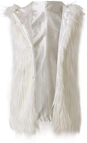 Women's Waistcoat Duseedik Wool Vest Faux Fur Vest Stand Collar Faux Fur Coat Vest Jacket Overcoat