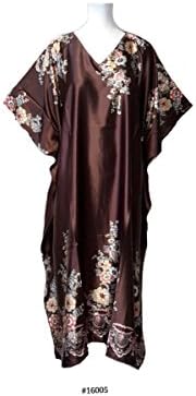 Fionalissa Women's Printed Soft Silky Satin Long Caftan Brown Onesize