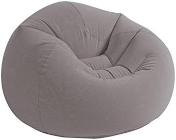 Intex Inflatable Contoured Corduroy Beanless Bag Lounge Chair, Grey | 68579EP