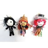 Johnny Depp Set 3 x Voodoo String Doll Keychain Jack Sparrow, Mad Hatter, Edward Scissor Hands