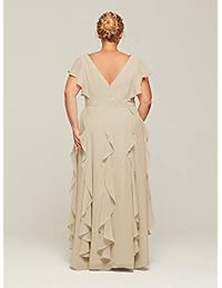 AW Gasa Vestidos de Dama de honor con Mangas Largas Vestidos de Fiesta de las damaes de la Boda de Invitados Vestidos Formal