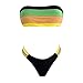 Leadmall Women’s High Cut Bandeau Bikini Set, Ladies Two Piece Colored Stripes Push-up Padded Swimsuits Beachwearthumb 2