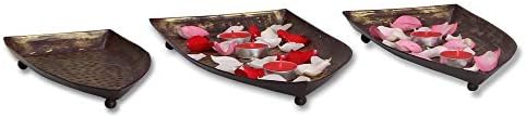 The India Craft Decorative Boat Platters for Table Top (Metal-Iron, Set of 3)