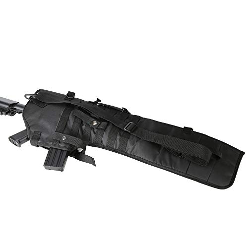 aokur Tactical Pistol Scabbard Holster Molle Rifle Sling Case Bag for Tactical Shotgun Outdoor Hunting (Black)