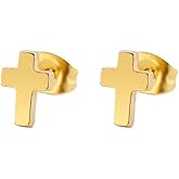ONLYJUMP 925 Sterling Silver Cross Stud Earrings For Women Fashion Earrings Cross Earrings Small 14k Gold Plated Cross Earrings Studs Jewelry Gifts