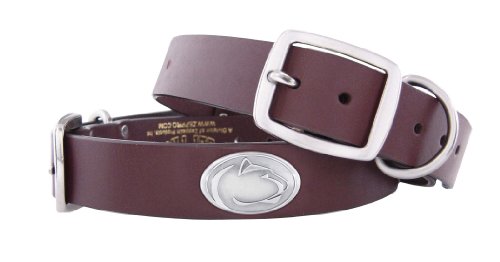 Zep-Pro Brown Leather Concho Pet Collar, Penn State Nittany Lions, Medium