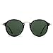 JIM HALO Classic Round Sunglasses for Men Women Polarized Lens UV400 (Shiny Black/Polarized Green)