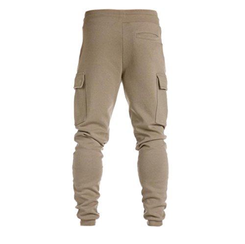 Leedford Men's Casual Pants, Men's Harem Casual Baggy Hiphop Dance Jogger Sweatpants Trousers Plus Size (2XL, Khaki) - Thumbnail 4
