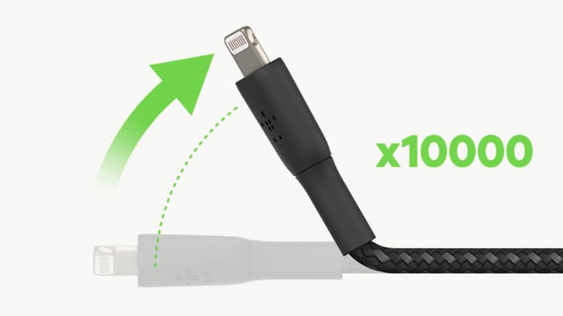 Belkin BoostCharge Braided Lightning Cable - 6.6ft/2M - MFi Certified Apple iPhone Charger USB to Lightning Cable 6ft - iPhone Cable - iPhone Charger Cable - Apple Charger - USB Phone Charger - Black