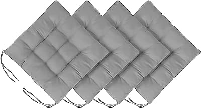 Holdfiturn Grey Seat Pads 40x40cm Cushions with Ties for Dining Chairs