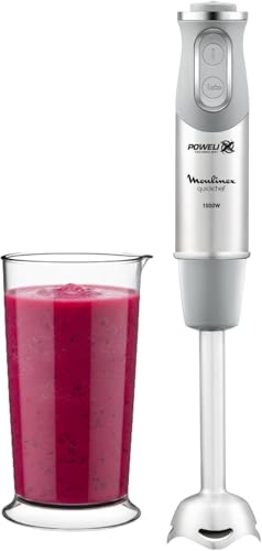 Moulinex QuickChef DD65AD 1000 W 10 Speed Hand Blender with Measuring Cup, Splash Protection, Non-Slip Handle, High Power and Adjustable Speeds
