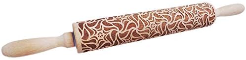 XdiseD9Xsmao Durable Lightweight Flower Engraved Embossed Design Rolling Pin Cookie Biscuit Pasta Clay Roller Kitchen Baking Tool L