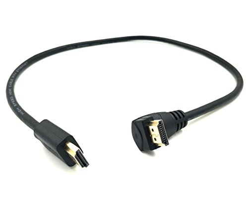 Poyiccot HDMI 2.0 Male to Male Cable 90 Degree, 2 Feet / 60cm Gold Plated High Speed HDMI Male to Male Downward Angle Cable 60Hz, 4K 2K (M/M Down)