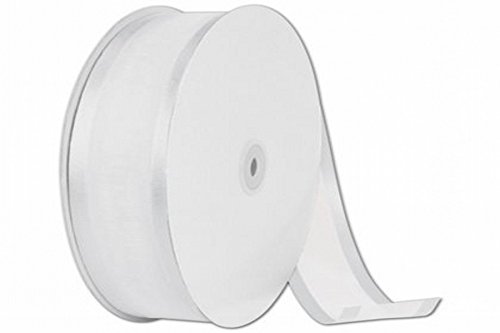 1.5 Inch Organza Satin Edged Ribbon 25 Yard Bolt - White