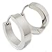 Pair Stainless Steel Hoop Huggy Earrings Polish Silver 16mm