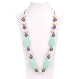 Silicone Teething Necklace - 12 Color Choices - Baby Safe For Mom To Wear - BPA-Free Beads To Chew - Stylish & Natural "Cora" (Beach Multi-color)