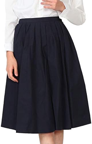 Canacelle Women’s Skirt, Knee Length, Flare A-Line, Plain, Simple, Casual, Navy, S – LL