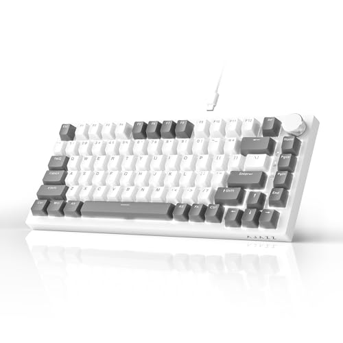 AJAZZ AK820 Mechanical Keyboard, 75% Hot Swappable Wired Keyboard with Volume Control Knob, QWERTY Layout, PBT Keycaps, Five-Layer Sound Insulation Pa