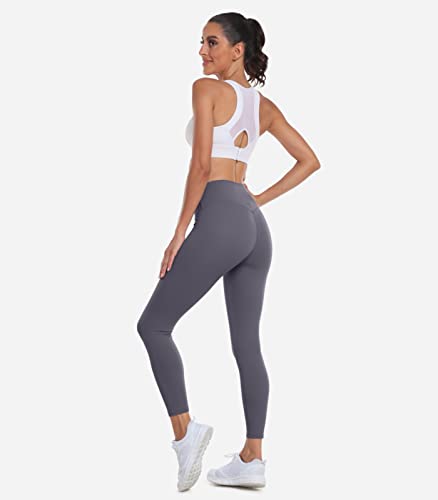 TURBOFIT WORKOUT LEGGINGS FOR WOMEN HIGH WAIST TUMMY CONTROL BUTTERY SOFT GYM YOGA PANTS SQUAT PROOF BOOTY TIGHTS DARK GREY