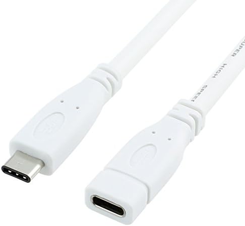 USB Type C Extension Cable, Bluwee USB 3.1 Gen2 (10Gbps) USB-C Male to Female Extending Wire Extender Cord Connector Dock for Nintendo Switch, Macbook &amp; More [White, 20cm/0.65ft]
