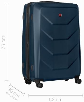 Prymo Large Hartschalenkoffer mit 4 Rollen, Trolley, Groß, 93 (107) l, Sicherheitsschloss, Damen Herren, Reisen Urlaub, Blau, 653634