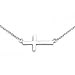 Solid Sterling Silver Rhodium Plated Sideways Cross Pendant Necklace, 16