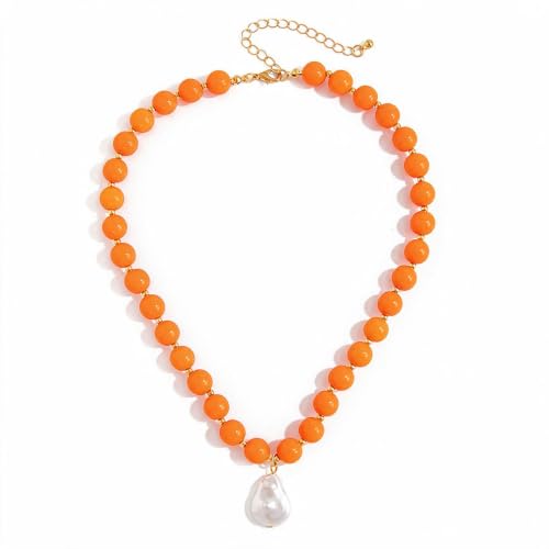 BOOZIQ Beaded Necklaces for Women Boho Beaded Pearl Pendant Necklace Orange at Amazon