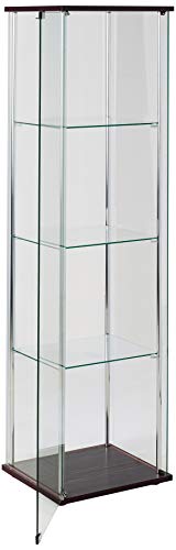 4-Shelf Glass Curio Cabinet Cappuccino and Clear - Thumbnail 4