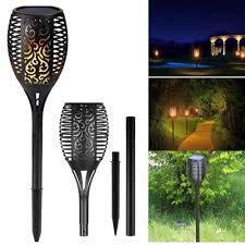 R Dabhi LED Solar Lights Outdoor Pathway, Path Garden Lights Decorative Waterproof Dusk to Dawn Auto On/Off Flickering Flames Torches Lighting for Patio Deck Yard Driveway Decoration (1 Set)