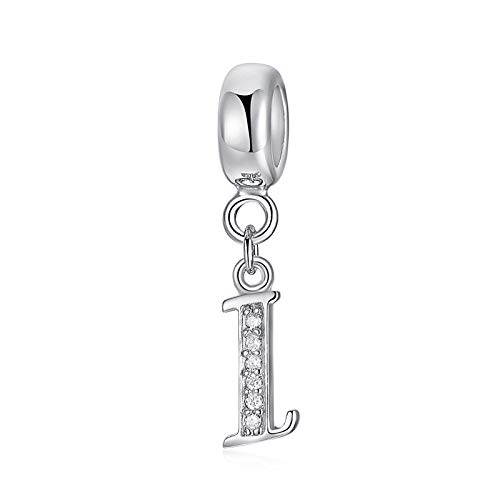 sam panda Alphabet Charms 926 Sterling Silver Letter Initial A-Z Charm Beads Fit pandora for Bracelet, Silver (I) — image 1