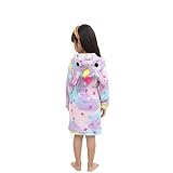 Lantop Kids Soft Bathrobe Comfy Unicorn Flannel Robe Unisex Hooded Gift All Seasons Sleepwear
