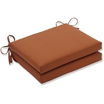 Pillow Perfect Indoor/Outdoor Cinnabar Squared Seat Cushion, Burnt Orange, Set of 2