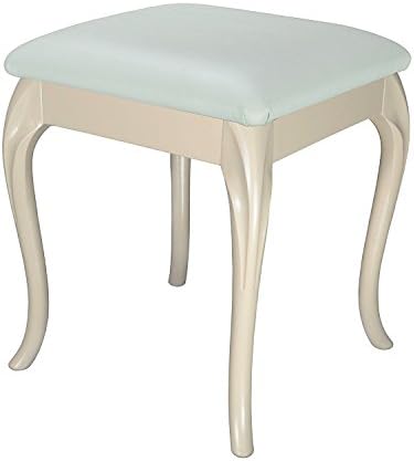 High Street Design Cream Cabriole Dressing Table/Foot Stool with White Faux Leather Cushion, 35.99x35.99x43.99 cm