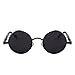 GAMT Retro Gothic STEAMPUNK Round Sunglasses Metal Frame Mirrored Circle Lens Black