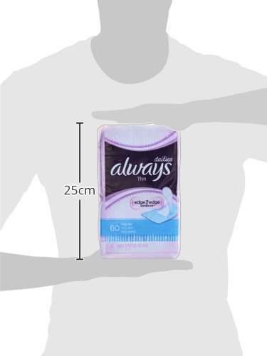 Always Thin Dailies Liners, Unscented, Wrapped, 60 Count